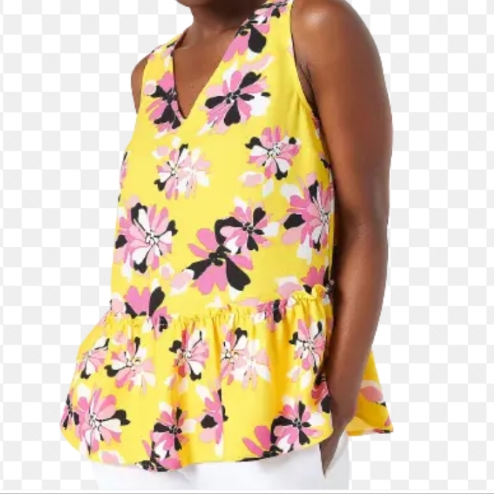 NEW Jason Wu Peplum Floral Ruffle Tank Blouse Plus Size 4X